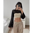 thumbnail image 5 of Women’s Cropped Knit Shrug Top Lightweight Bell Sleeve Summer Cover-Up, Soft Breathable Cropped Cardigan Shrug for Casual & Beach, Cropped Shrug Women, 5 of 14