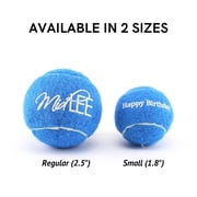 Midlee 12-Piece Happy Birthday Tennis Balls Dog Toys, Blue, Small
