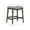 thumbnail image 5 of Linon Hayes Big & Tall 27" Padded Saddle Seat Counter Stool in Gray Rubberwood, 5 of 9