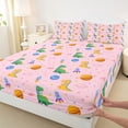 thumbnail image 4 of Erosebridal Cute Dinosaur Wild Dino Full Size Sheets For Girl Kids,Outer Space Planet Rocket Bed Sheets,Pink White 4pcs, 4 of 6