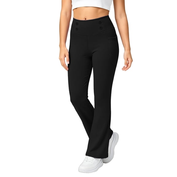 FSYBOA Girls Fleece Leggings Size 6T, Sports Stretch High Waist Casual Fall Pants Black