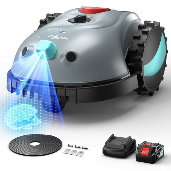 New V100 Robotic Lawn Mower – Visual Navigation, Smart Obstacle Avoidance, Rain Sensor, Spot Spiral Cutting, Adjustable Cutting Height, Low Noise – Ideal for Small Lawns