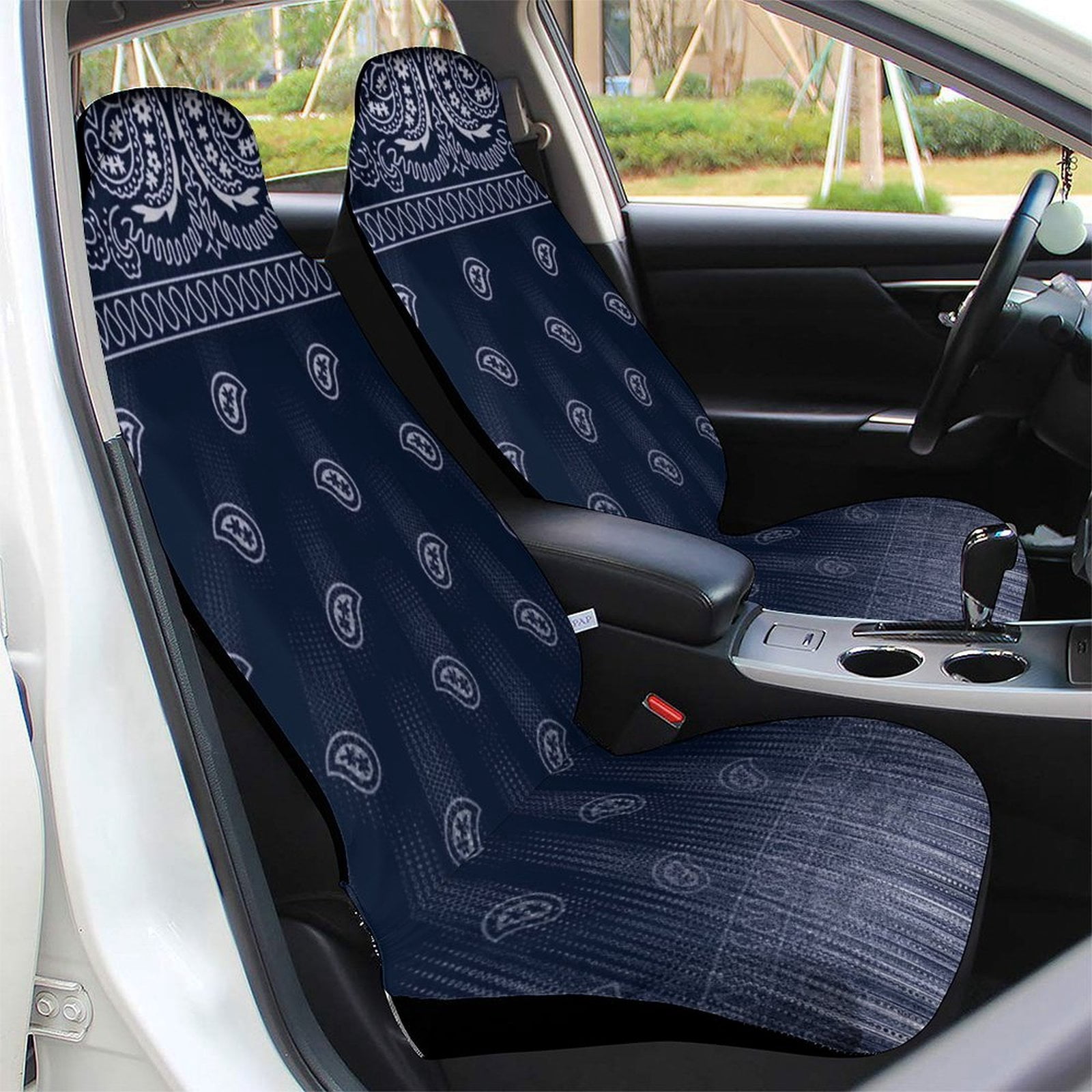 Bandana Pattern Car Seat Covers,Universal Auto Front Seats Protector Fits for Car,SUV Sedan,Truck