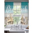 thumbnail image 2 of Ocean Beach Sheer Curtains 2 Panels Set Starfish Shell Coral Green Brown Ombre Wood Grain Sheer Window Curtains Light Filtering Rod Pocket Voile Drapes for Bedroom Living Room 52"x63", 2 of 8