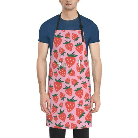 

Naloa Cartoon Strawberry Apron Kitchen Aprons with Pockets for Women Men Chef