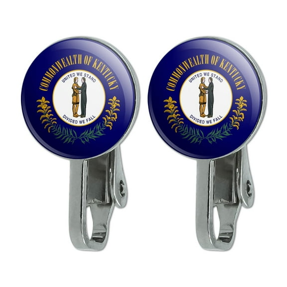 Kentucky State Flag Novelty Clip-On Stud Earrings