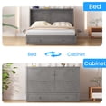 thumbnail image 5 of Puremind Queen Size Solid Wood Murphy Bed Frame, Cabinet Bed with Charging Port and Storage Drawer for Bedroom/Guest Room, Without Mattress, Gray, 5 of 8