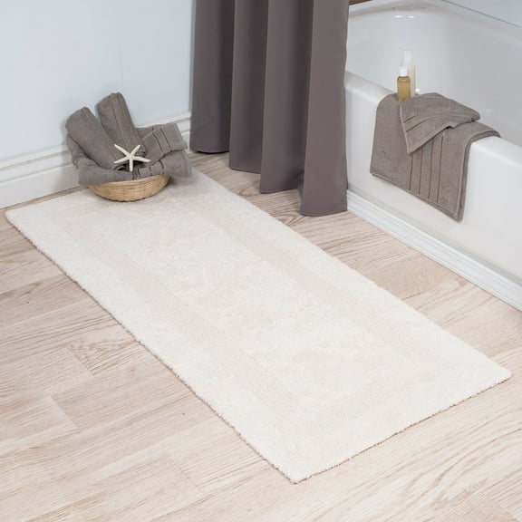 SH 100% Cotton Reversible Long Bath Rug - Ivory - 24x60