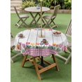 thumbnail image 4 of Outdoor Tablecloth with Umbrella Hole for Patio/Picnic/Party/Camping, Spring Tulip Waterproof Table Cloth Round Cover Washable, Watercolor Flowers Wooden Grain Pink Plaid (Dia 60"), 4 of 8