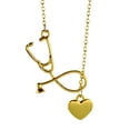 thumbnail image 1 of Collar con colgante de estetoscopio con forma de corazón, joyería para mujeres y niñas, regalo de San Valentín (dorado), 1 of 6