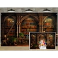 thumbnail image 4 of Medieval Tapestry Vintage Bookshelf Tapestry Wall Hanging Library Tapestries, Old Books for Decor Study Room Victorian Bedroom Living Room Large Bookcase Zoom Video Backdrop Background 90x70in, 4 of 6