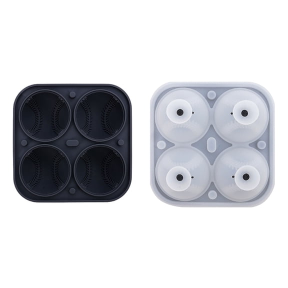 3D Baseball Shape Ice Cubes Mold Silicone Round Ice Ball Maker for Creative Drink and Parties Popsicles Making Tool
