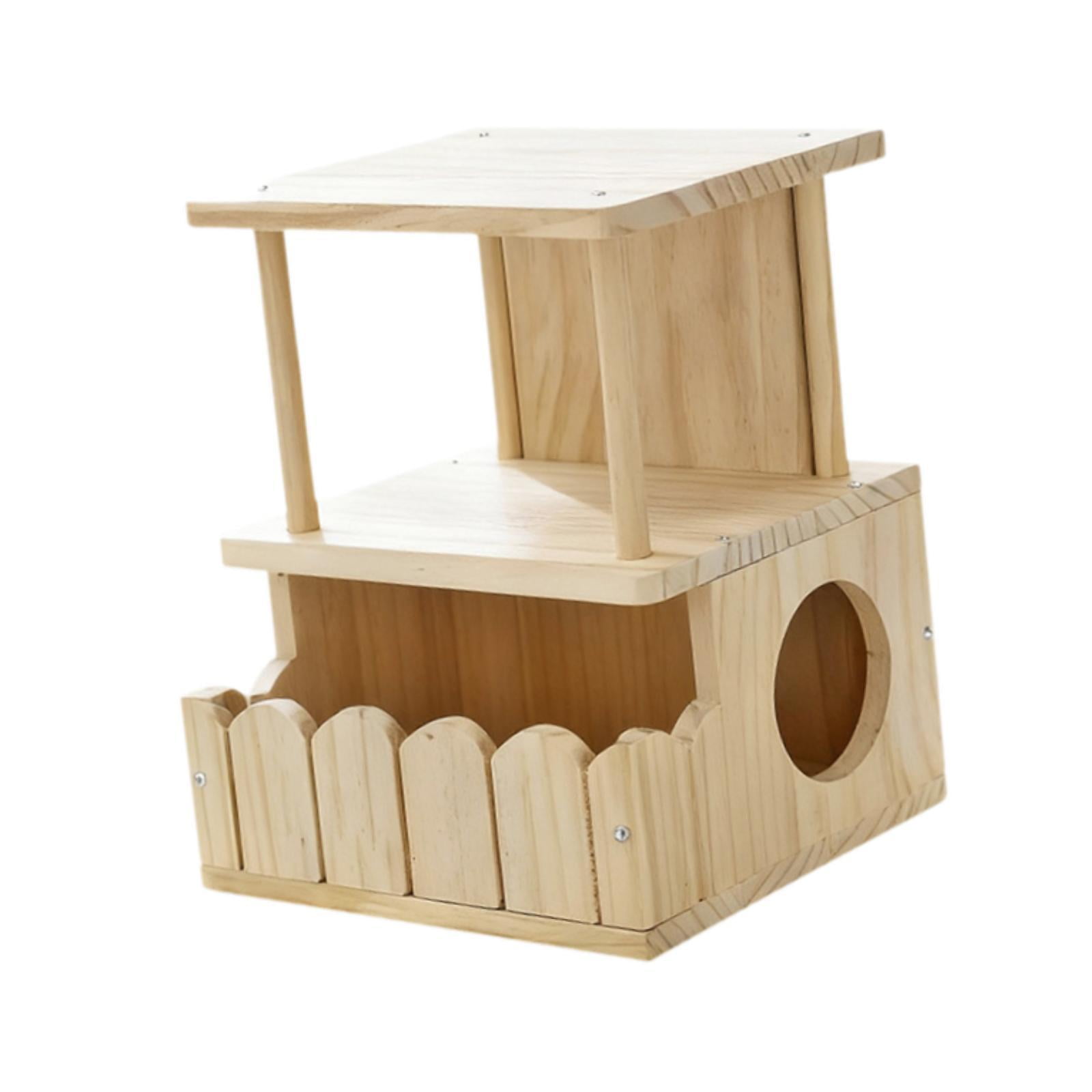 Fzaqwen Chinchillas House Ventilated Wooden Hideout Hamster Large Cage Cottage for Small