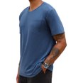 thumbnail image 3 of LANGWYQU Summer Short Sleeved Men Solid Color V-Neck Shirt Tops With Pocket, 3 of 5