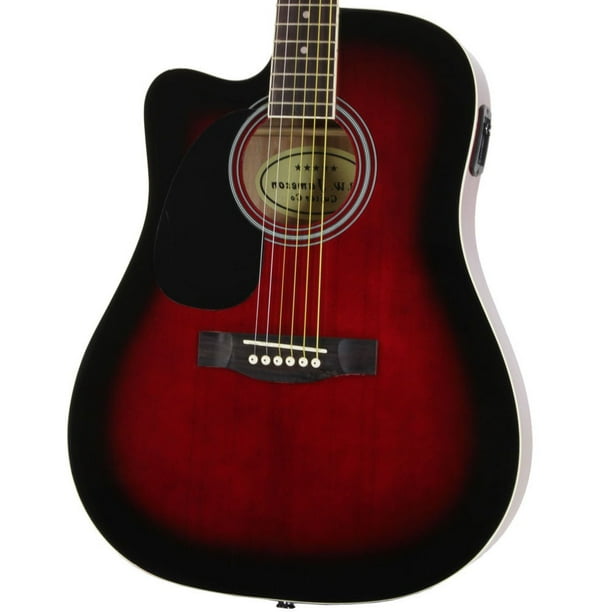 Jameson Guitars Red Left Handed Thinline Full Size Acoustic Electric