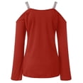 thumbnail image 5 of 2026 Womens Clothing under $5 asdoklhq Long Sleeve Shirts for Women,Women Autumn Deep V-Neck Solid Off-Shoulder Flare Sleeve Sequined Tops, 5 of 7