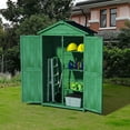 thumbnail image 4 of Outdoor 35.6"x 18.1"x 66.15" L Wood Storage Shed, Garden Tool Cabinet with Waterproof Asphalt Roof, Double Doors, Multiple-tier Shelves,Forest Green, 4 of 5