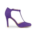 thumbnail image 3 of BLISSFUL STEP Chaussures pour Femmes Bout Rond Talon Aiguille Sandales à Bride en T Violet 7, 3 of 7