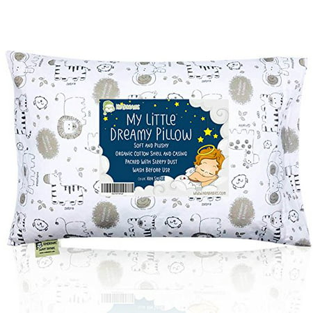 Toddler Pillow with Pillowcase - 13X18 Soft Organic Cotton Baby Pillows for Sleeping - Washable and Hypoallergenic - Toddlers, Kids, Infant - Perfect for Travel, Toddler Cot, Bed Set (Kea (Baby Bjorn Travel Cot Light Best Price)
