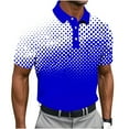 thumbnail image 2 of Fnnxeal Men's Stretchy Polo Shirt - Blue Gradient Polka Dot, L, Breathable Moisture-Wicking, Button-Down Collar, Golf Casual Wear, Big and Tall Friendly, 2 of 5