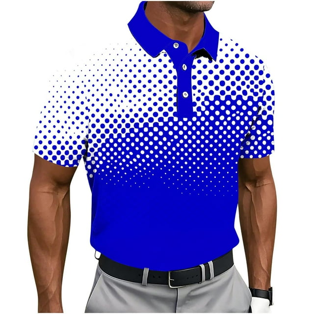 Men's Short Sleeve Shirt, Geometric Print Button-Down Collar, Soft Polyester Fabric for Casual Daily Wear