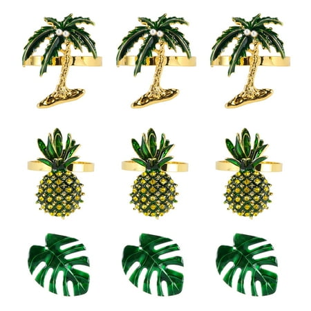 

Green Gold Graduation Napkin Rings Hawaiian Summer BBQ Napkin Rings Pineapple Napkin Rings 2 Turtle Leaf Napkin Rings