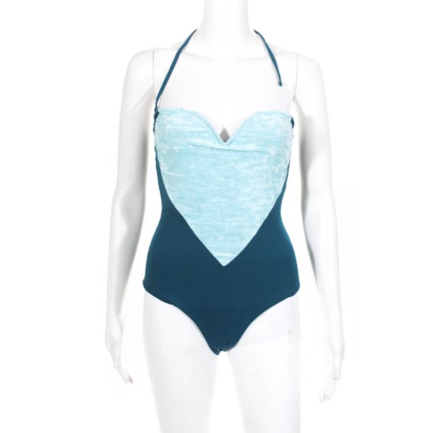 Albertine Albertine Women S Teal With Velvet Heart One Piece Bathing Suit Size 1 Walmart Com Walmart Com