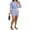 Blue, variant on sunshuilll Striped Loose Long Sleeve Shirt and Board Shorts Outfit Sets, Women's