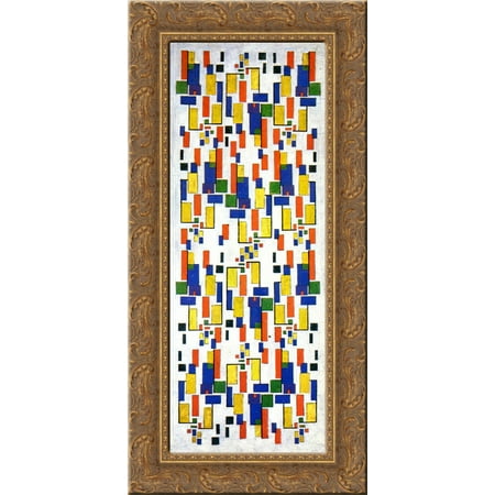 Wood Chimney - Colour design for a chimney 24x12 Gold Ornate Wood Framed Canvas Art by Theo van Doesburg