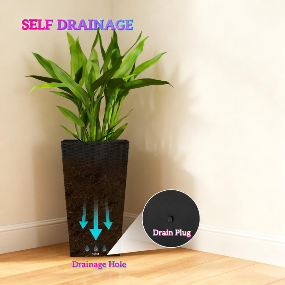 Plant Pots, Tall Planters for Indoor Outdoor Plants Set of 3, Taper Planters with Drainage Holes, for Indoor Outdoor