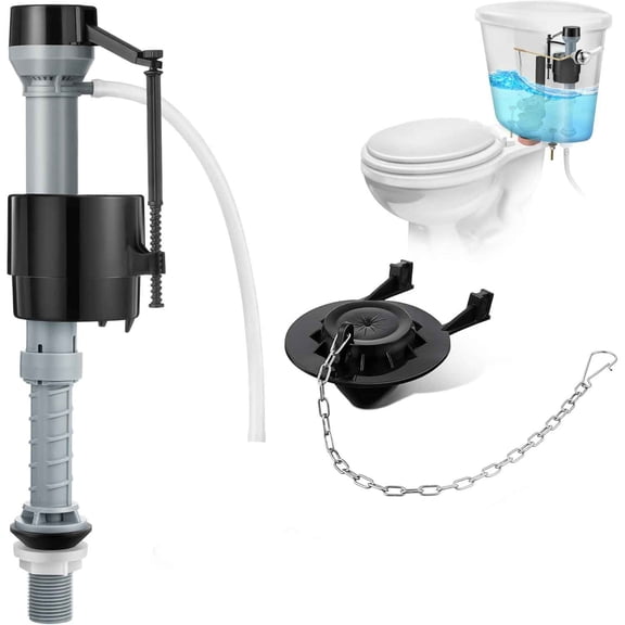 Universal Toilet Flusher Replacement Kit, Fill Valve, Flapper, Side Mount Handle Lever, Water-Saving, Adjustable Toilet Repair Kit Inside Tank, Easy to Install