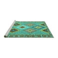 thumbnail image 2 of Ahgly Company Machine Washable Indoor Square Southwestern Turquoise Blue Country Area Rugs, 8' Square, 2 of 4