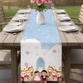 thumbnail image 4 of Japanese Wedding Table Runner 72 Inches, Cute Owls Cherry Blossoms Blue Bed Runner Dresser Scarves Tabletop for Indoor Outdoor Parties/Ceremony/Banquet, 13" x 72", 4 of 8