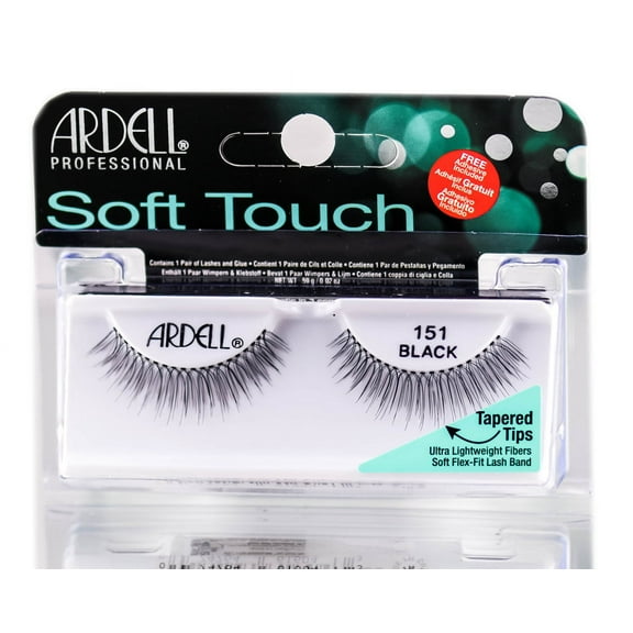 Ardell Soft Touch Tapered Tip Lashes 151 Black - 61604 - Pack of 1 with Sleek Comb