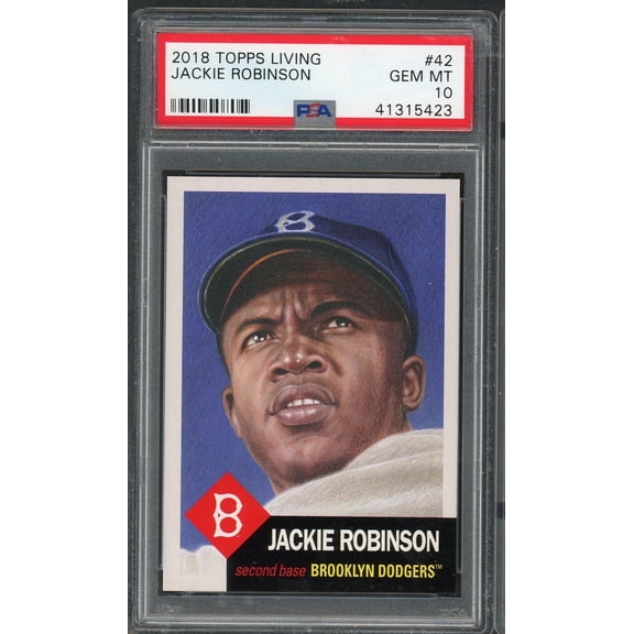 Jackie Robinson Brooklyn Dodgers 2018 Topps Living Baseball Card #42 Graded PSA 10 GEM MINT
