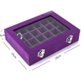 thumbnail image 2 of Nvzi 24 Grids Velvet Glass Ring Earrings Jewelry Box Earrings Organiser Storage Holder Display Case, 2 of 2