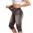 thumbnail image 2 of VBVC Women's Denim-Look Capri Yoga Leggings,Ladies High Waist Stretch Cropped Pants,Summer Butt Lift Workout Trousers For Women,Brown,S-2XL, 2 of 6