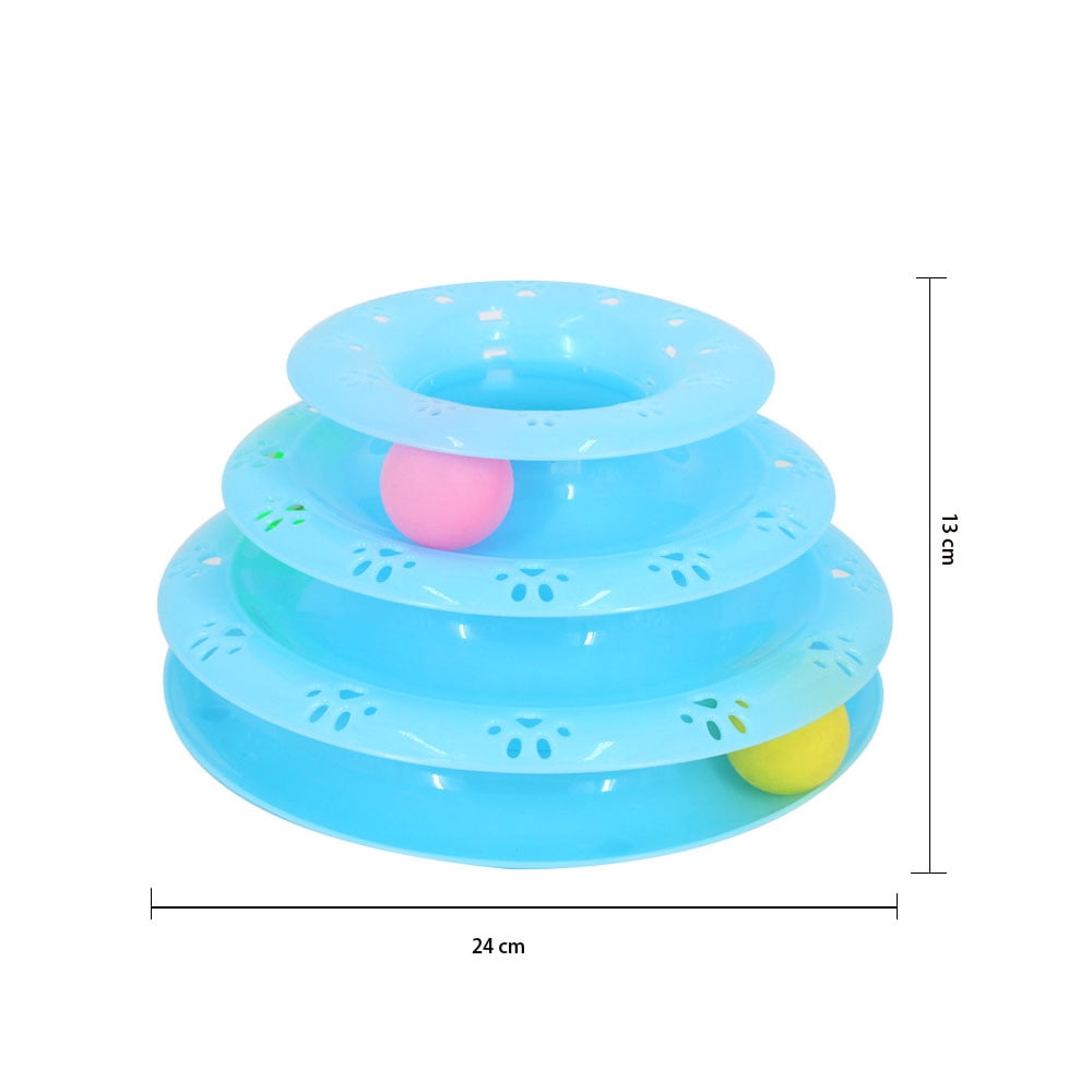 Pet  Toy  Interactive 3 Level Turnable Fun Cat Toy Roller With Bell  Color Balls Easy to  Assemable And Clean Dog Interesting Toys