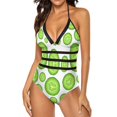 thumbnail image 3 of One Piece Swimsuit Women Tummy Control - V Neck Green Cucumber Slices Halter Swim Suits for Women 2025, Padded Full Coverage Bathing Swim Suit for Women, 3 of 7