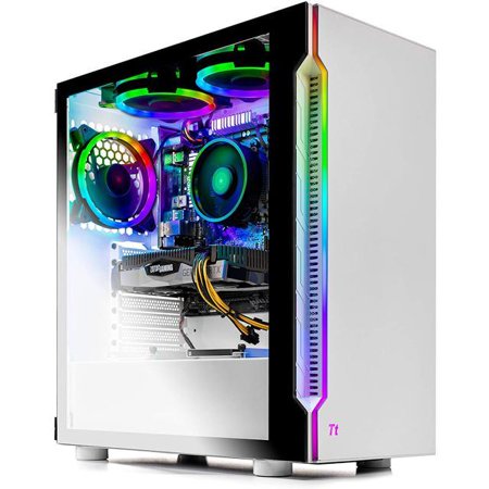 SkyTech Archangel 3.0 Gaming Computer PC Desktop - Ryzen 5 3600 6-Core 3.6GHz, RTX 2060 6G, 500GB SSD, 16GB DDR4 3000, RGB Fans, AC WiFi, Windows 10 Home 64-bit, White