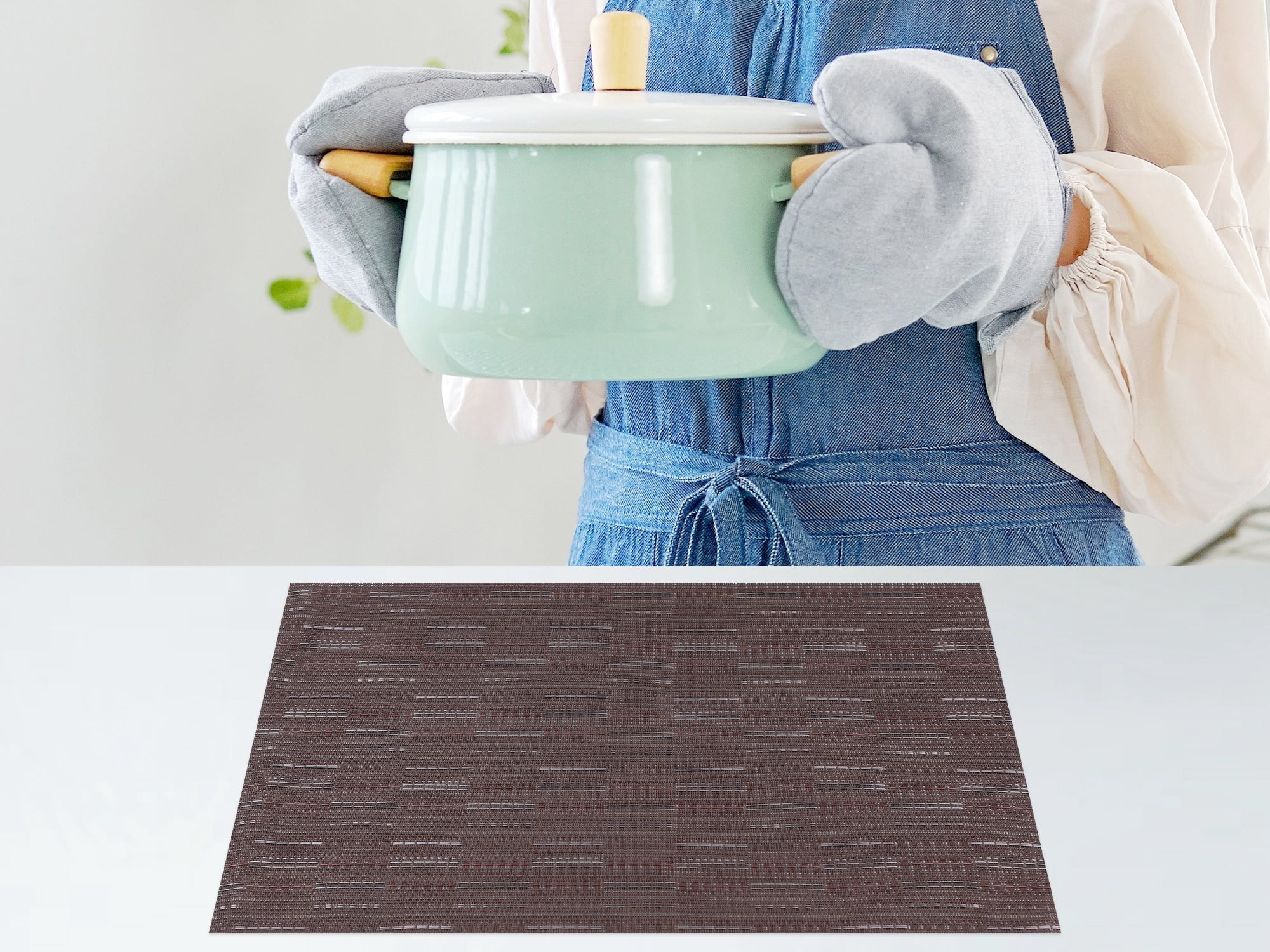 Unique Bargains Polyvinyl Chloride Placemats for Kitchen Heat Resistant Coffee