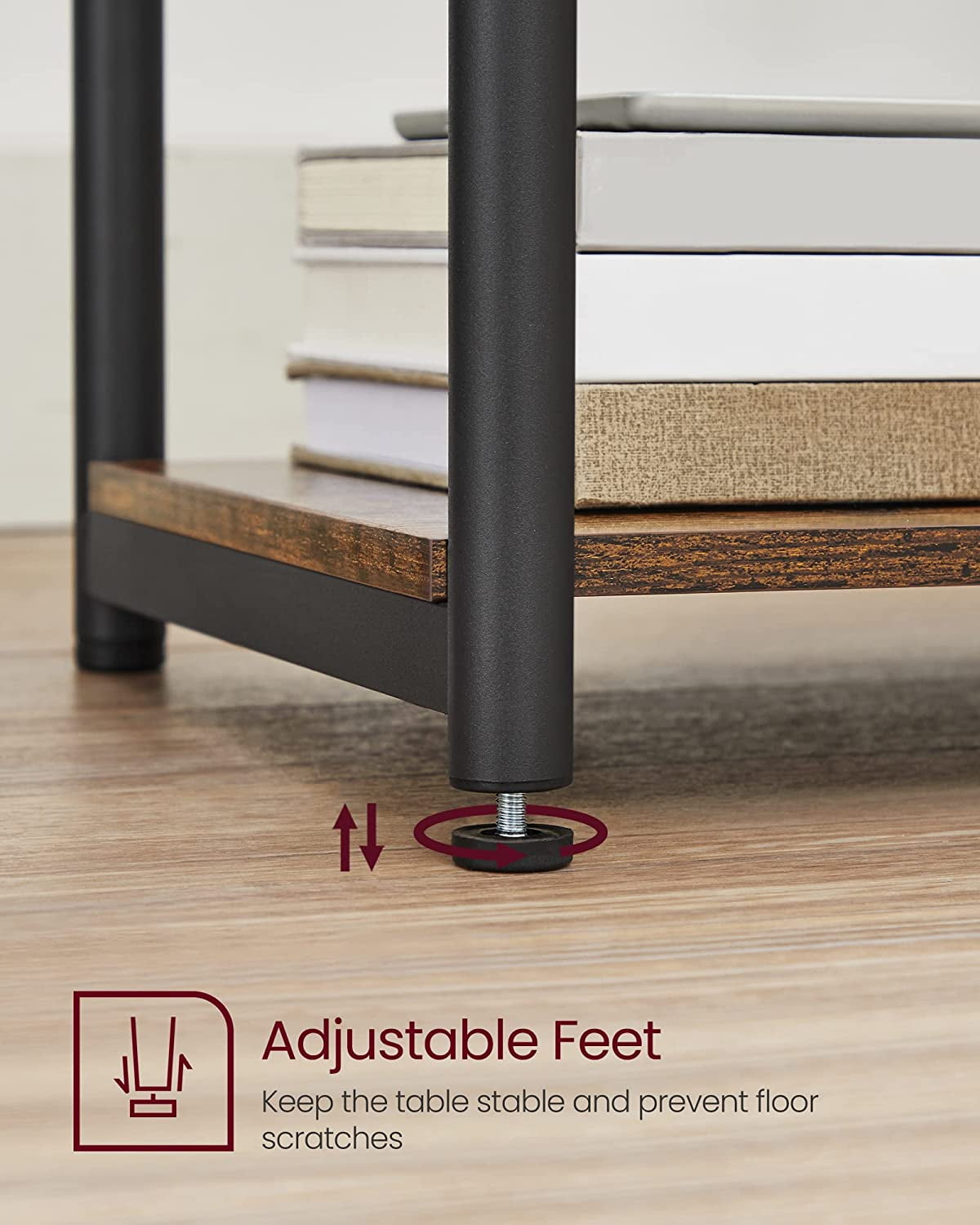 Side Tables Set of 2 Small End Table Nightstand for Living Room Bedroom Rectangle Brown and Black