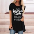 thumbnail image 2 of USSUMA T-Shirts for Women Trendy Funny Letter Print Women's Shirts and Blouses Short Sleeve Female Tops Dressy Casual Summer Youngest Sister Loose Long Crewneck Plus Tunics Beach, 2 of 4