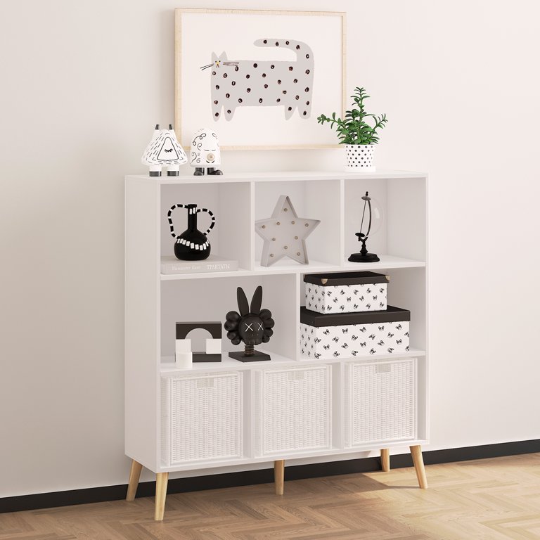 3 Cube Bookshelf Black Wooden Storage Organiser Wood Shelving Unit Open Bookcase Shelf