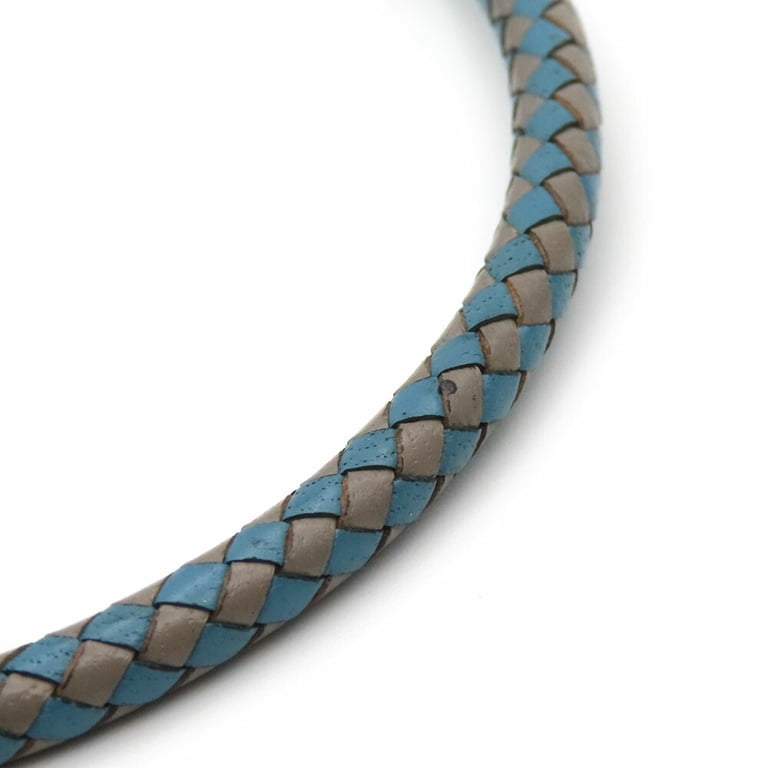 Pre-Owned Hermes Bracelet Jumbo Metal Leather Blue Grey 