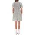 thumbnail image 3 of INSPIRE CHIC Women's Dress Tweed Crew Neck Short Sleeve Vintage Mini Shift Dresses XL Black White, 3 of 6