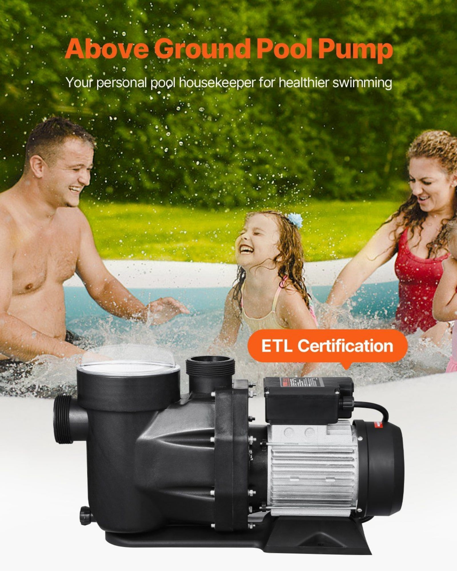 3 HP Single Speed Above Ground Pool Pump 149 GPM 3450 RPM 220V - High Performance Swimming Pool Pump