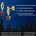thumbnail image 2 of Gem Stone King 10K Yellow Gold Red Rhodolite Garnet and Lab Grown Diamond Dangle Earrings for Women | 1.15 Cttw | Gemstone January Birthstone | Heart Shape 5MM, 2 of 6