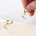 thumbnail image 2 of YAYAJAJU Moon Dangle Hoop Earrings for Women, 14K Gold Plated Hypoallergenic Huggie Tiny Drop Earrings Jewelry Gift, 2 of 7