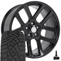 OE Wheels DG51 22 Inch Rims and Tires Fit Ram SRT Style 5x139.7 22x10 Gloss Black - Hollander 2223 - TerraMax RT 285/45-22 (Set of 4)